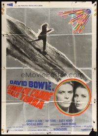 9f386 MAN WHO FELL TO EARTH Italian 1p '76 Nicolas Roeg, David Bowie, different art!