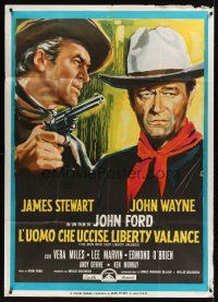 9f387 MAN WHO SHOT LIBERTY VALANCE Italian 1p '63 John Wayne & James Stewart, John Ford, different!