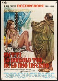 9f396 METTI LO DIAVOLO TUO NE LO MIO INFERNO Italian 1p '72 art of monk flashing half-naked girl!