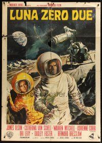 9f401 MOON ZERO TWO Italian 1p '69 different art of astronauts in space by Renato Casaro!