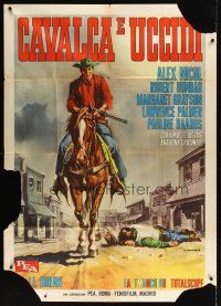 9f429 RIDE & KILL Italian 1p '64 cool spaghetti western art of cowboy on horse by Renato Casaro!
