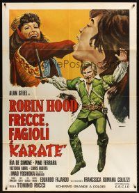 9f432 ROBIN HOOD FRECCE, FAGIOLI E KARATE Italian 1p '76 kung fu & swashbuckler art by Originario!