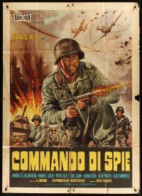 9f484 WHEN HEROES DIE Italian 1p '70 art of WWII soldier Craig Hill in battle by Mario Piovano!