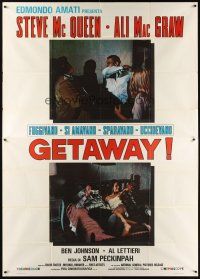 9f056 GETAWAY Italian 2p '72 Steve McQueen, Ali McGraw, Sam Peckinpah, cool different images!