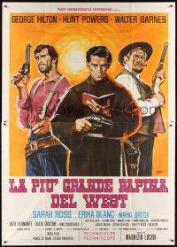 9f059 HALLELUJA FOR DJANGO Italian 2p '67 cool art of cowboys & priest with gun by Symeoni!