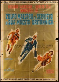 9f077 MASTER STROKE Italian 2p '67 cool art of Richard Harrison, Adolfo Celi & Margaret Lee!