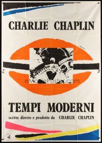9f081 MODERN TIMES Italian 2p R72 Charlie Chaplin, different artwork by Monachesi!