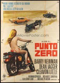 9f110 VANISHING POINT Italian 2p '71 best different art of mostly naked sexy girl on motorcycle!