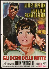 9f112 WAIT UNTIL DARK Italian 2p R70s different Serafini art of blind Audrey Hepburn & Alan Arkin!