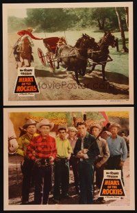 9g882 HEART OF THE ROCKIES 2 LCs '51 Roy Rogers w/two guns & catching wagon on horseback!