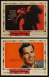 9g954 SERGEANT RUTLEDGE 2 LCs '60 romantic image & Jeffrey Hunter against red background!