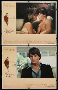 9g967 SOMEWHERE IN TIME 2 LCs '80 great c/u of Christopher Reeve & Jane Seymour in bed!