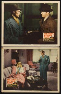 9g970 STREET WITH NO NAME 2 LCs '48 smoking Richard Widmark looks down at Barbara Lawrence on couch!