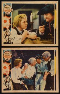 9g984 TREASURE ISLAND 2 LCs '34 Jackie Cooper as Jim Hawkins w/treasure chest, Lewis Stone!