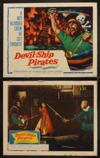 9g113 DEVIL-SHIP PIRATES 8 LCs '64 Hammer, buccaneers Christopher Lee, Andrew Kier!