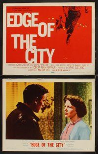 9g125 EDGE OF THE CITY 8 LCs '57 John Cassavetes, Sidney Poitier, Ruby Dee, Kathleen Maguire!