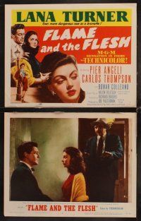 9g138 FLAME & THE FLESH 8 LCs '54 sexy brunette bad girl Lana Turner, plus Pier Angeli!