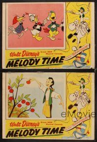 9g692 MELODY TIME 4 LCs '48 Walt Disney, cool cartoon art of Pecos Bill, Little Toot & more!