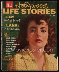 9h213 HOLLYWOOD LIFE STORIES magazine 1958 portrait of Elizabeth Taylor: Death of a Heart!