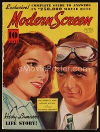 9h160 MODERN SCREEN magazine November 1938 art of Katharine Hepburn & Howard Hughes by Earl Christy