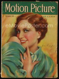 9h132 MOTION PICTURE magazine March 1928 great art of sexy young Joan Crawford by Marland Stone!
