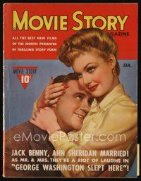 9h165 MOVIE STORY magazine January 1943 Jack Benny & Ann Sheridan in George Washington Slept Here!