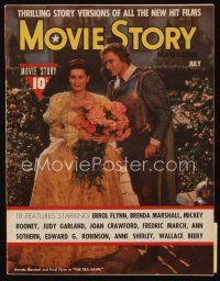 9h163 MOVIE STORY magazine July 1940 Brenda Marshall & Errol Flynn in a scene from The Sea Hawk!