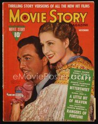 9h164 MOVIE STORY magazine November 1940 portrait of Robert Taylor & Norma Shearer in Escape!