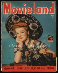 9h181 MOVIELAND magazine April 1944 portrait of sexy Ann Sheridan in cool outfit by Tom Kelley!
