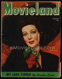 9h179 MOVIELAND magazine February 1944 portrait of pretty Loretta Young by Tom Kelley!