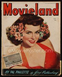 9h184 MOVIELAND magazine July 1944 great portrait of sexy Paulette Goddard by Tom Kelley!