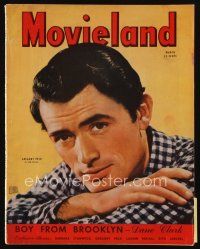 9h190 MOVIELAND magazine March 1945 head & shoulders portrait of Gregory Peck by Tom Kelley!