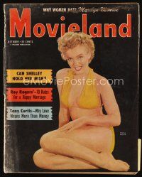 9h209 MOVIELAND magazine October 1952 portrait of sexiest Marilyn Monroe in bikini by Dave Peskin!