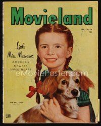 9h186 MOVIELAND magazine September 1944 Little Miss Margaret O'Brien & cute dog by Tom Kelley!