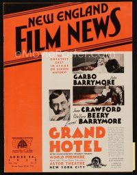 9h083 NEW ENGLAND FILM NEWS exhibitor magazine April 14, 1932 world premiere of MGM's Grand Hotel!