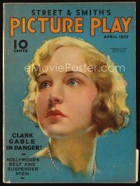 9h153 PICTURE PLAY magazine April 1932 artwork portrait of pretty Madge Evans by Modest Stein!