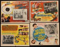 9h023 LOT OF 4 THREE STOOGES MEXICAN LOBBY CARDS '60s Moe, Larry, Curly & Joe!