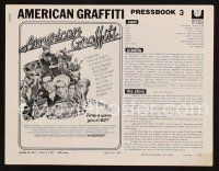 9h392 AMERICAN GRAFFITI pressbook '73 George Lucas teen classic, it was the time of your life!