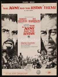 9h323 AGONY & THE ECSTASY sheet music '65 Charlton Heston & Rex Harrison, Carol Reed, theme song!