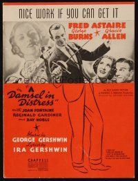 9h335 DAMSEL IN DISTRESS sheet music '37 Fred Astaire, Burns & Allen, Nice Work If You Can Get It!