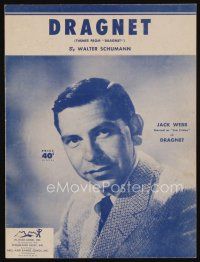 9h336 DRAGNET sheet music '54 Jack Webb as detective Joe Friday, theme songs!