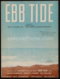 9h338 EBB TIDE sheet music '37 words & music by Leo Robin & Ralph Rainger, the title song!