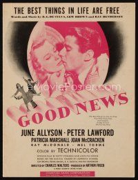 9h344 GOOD NEWS sheet music '47 June Allyson & Peter Lawford, The Best Things in Life Are Free!