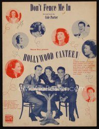 9h349 HOLLYWOOD CANTEEN sheet music '44 Warner Bros. musical, Cole Porter's Don't Fence Me In!