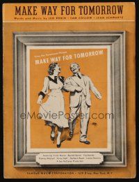 9h361 MAKE WAY FOR TOMORROW sheet music '37 Victor Moore & Beulah Bondi arm-in-arm, the title song!