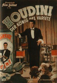 9h283 HOUDINI German program '54 different images of magician Tony Curtis & sexy Janet Leigh!
