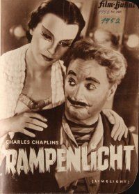 9h290 LIMELIGHT German program '54 different images of Charlie Chaplin & pretty young Claire Bloom!