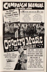 9h429 COUNTRY MUSIC ON BROADWAY pressbook '64 1st feature length all country picture, Hank Williams