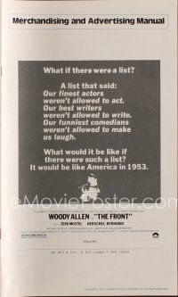 9h438 FRONT pressbook '76 Woody Allen, Martin Ritt, 1950s Communist Scare blacklist in 1953 U.S.!