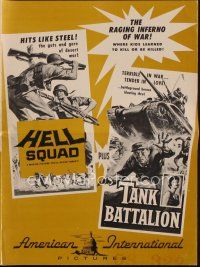 9h443 HELL SQUAD/TANK BATTALION pressbook '58 Korean War & Vietnam War double-bill!